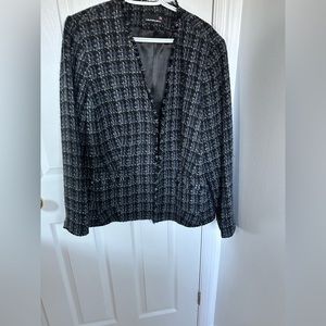 Blue and black woven blazer